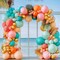 Pastel Balloon Arch Garland Kit – Double-Stuffed Pink, Orange, Teal, Blue, Green, Light Baby Pink, Peach, and Gold Balloons for Tropical Flamingo, Hawaiian Birthday, Baby Shower, and Party Decorations